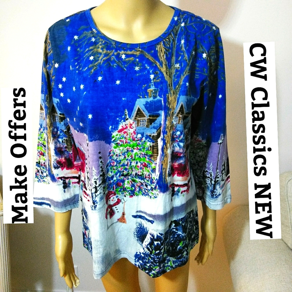 Cw Classics, Sequined Christmas Top Sz Sm - image 1